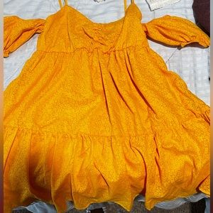orange off the shoulder dress